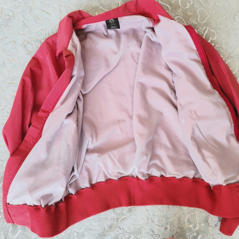 Vintage Sunbuster Red 80s Jacket Banded Hem Bomber Style M - Picture 4 of 6